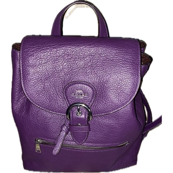 Coach KLEO C5648 Pebble Leather Backpack DARK AMETHYST Purple - Picture 1 of 12